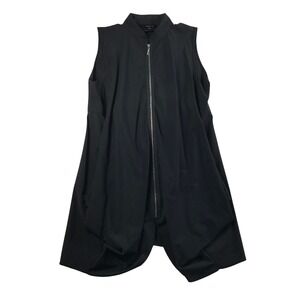 Jason J132 Black Sleeveless Zip Up Longline Asymmetrical Vest Mens Medium USA